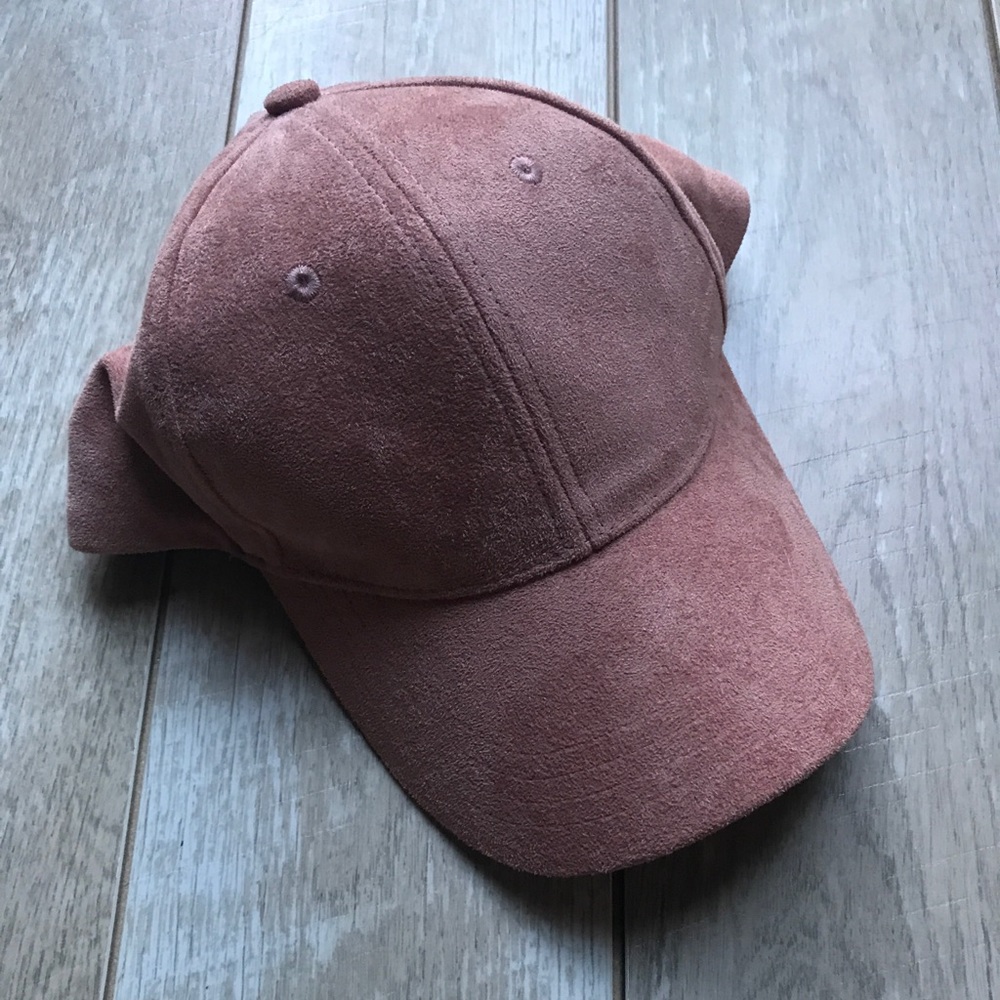 Pink suede hat, worn once